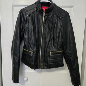 Guess Los Angeles Faux Leather Jacket Size small black mob wife Matrix Edgy